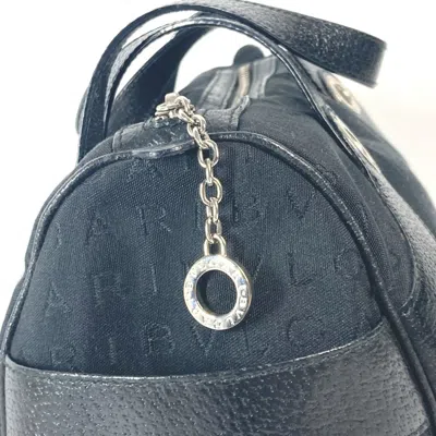 Pre-owned Bvlgari Black Canvas Leather Boston Bag Handbag ()