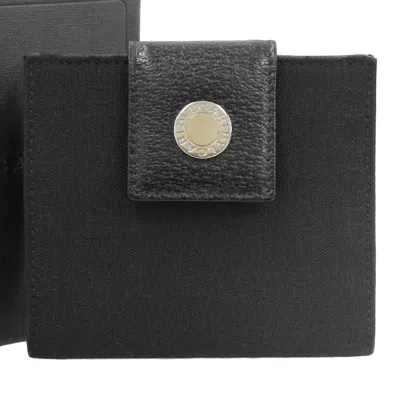 Pre-owned Bvlgari Black Canvas Leather Coin Purse/coin Case ()