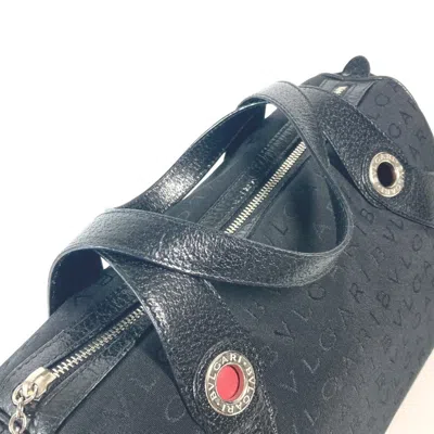 Pre-owned Bvlgari Black Canvas Leather Boston Bag Handbag ()