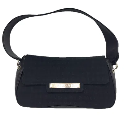Pre-owned Bvlgari Black Canvas Leather Shoulder Bag ()