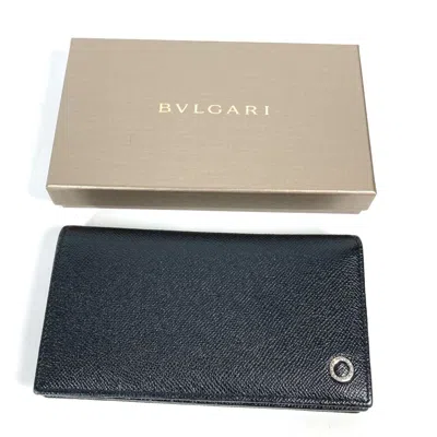 Pre-owned Bvlgari Black Leather Long Wallet (bi-fold) ()