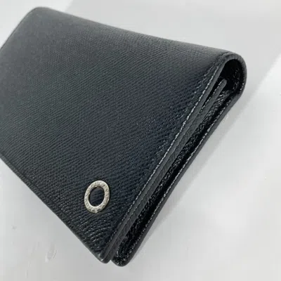 Pre-owned Bvlgari Black Leather Long Wallet (bi-fold) ()