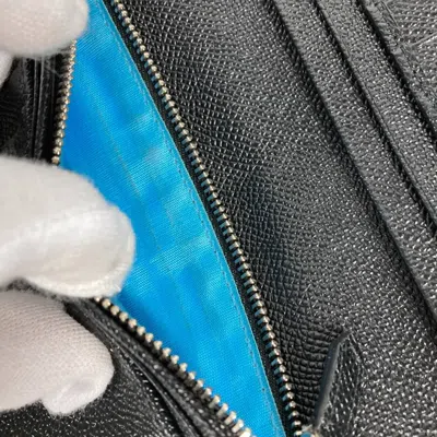 Pre-owned Bvlgari Black Leather Long Wallet (bi-fold) ()