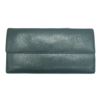 Pre-owned Bvlgari Black Leather Long Wallet (bi-fold) ()