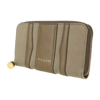 Pre-owned Bvlgari Brown Khaki Canvas Coin Purse/coin Case () In Brown, Khaki