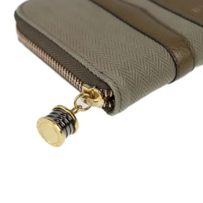 Pre-owned Bvlgari Brown Khaki Canvas Coin Purse/coin Case () In Brown, Khaki