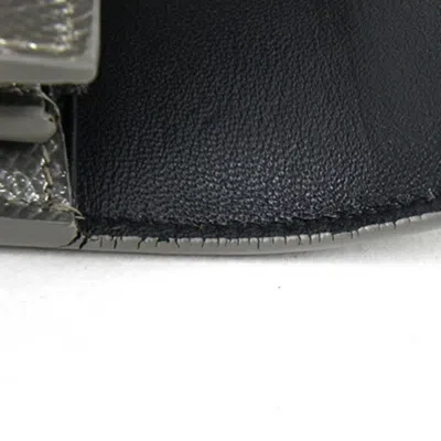 Pre-owned Bvlgari Black Silver Leather Long Wallet (bi-fold) () In Black, Silver
