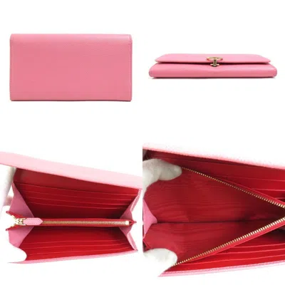 Pre-owned Bvlgari Pink Leather Long Wallet (bi-fold) ()