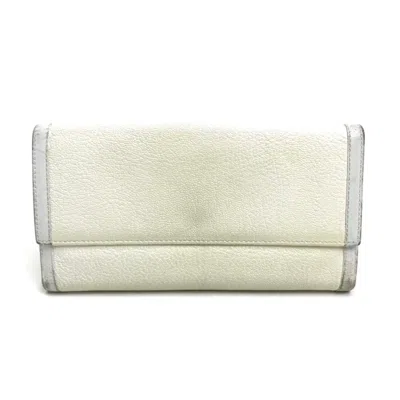 Pre-owned Bvlgari White Leather Long Wallet (bi-fold) ()