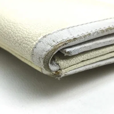 Pre-owned Bvlgari White Leather Long Wallet (bi-fold) ()