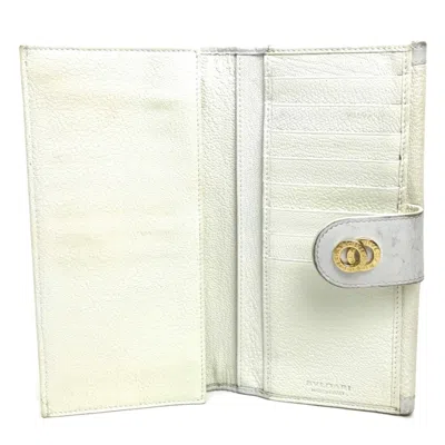 Pre-owned Bvlgari White Leather Long Wallet (bi-fold) ()