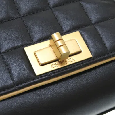 Pre-owned Chanel 2.55 Black Brown Leather Shoulder Bag () In Black, Brown