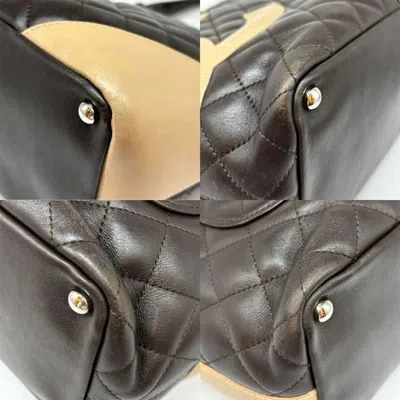 Pre-owned Chanel Beige Dark Brown Cambon Ligne Tote Bag () In Beige, Dark Brown
