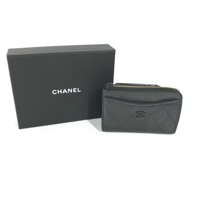 Pre-owned Chanel Black Leather Coin Purse/coin Case ()