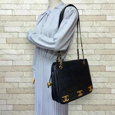Pre-owned Chanel Black Leather Tote Bag ()