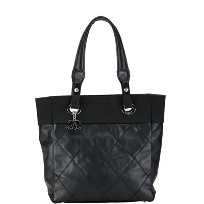Pre-owned Chanel Black Pvc Canvas Handbag Pochette Pouch Tote Bag ()