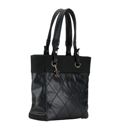 Pre-owned Chanel Black Pvc Canvas Handbag Pochette Pouch Tote Bag ()