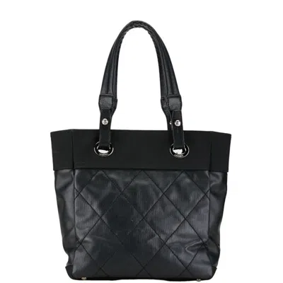 Pre-owned Chanel Black Pvc Canvas Handbag Pochette Pouch Tote Bag ()