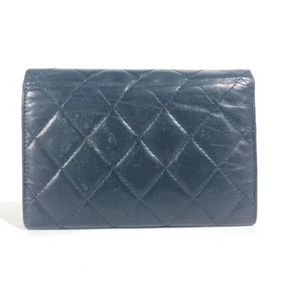 Pre-owned Chanel Black White Leather Bill Wallet (bi-fold) () In Black, White