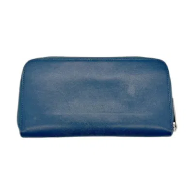 Pre-owned Chanel Blue Caviar Leather Long Wallet (bi-fold) ()