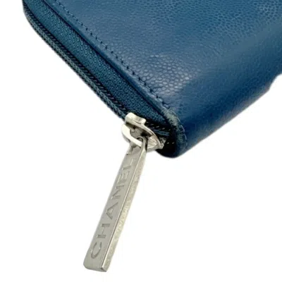 Pre-owned Chanel Blue Caviar Leather Long Wallet (bi-fold) ()