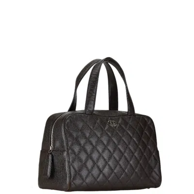 Pre-owned Chanel Brown Caviar Leather Boston Bag Handbag ()