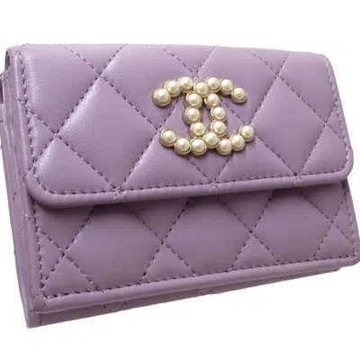Pre-owned Chanel Light Purple Leather Wallet (bi-fold) ()