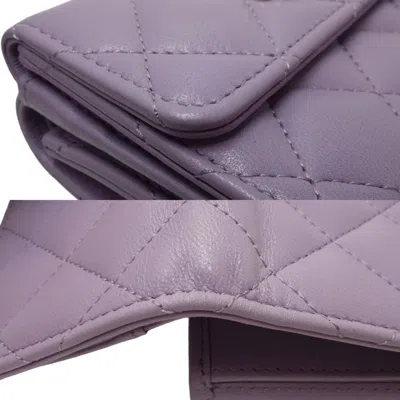 Pre-owned Chanel Light Purple Leather Wallet (bi-fold) ()