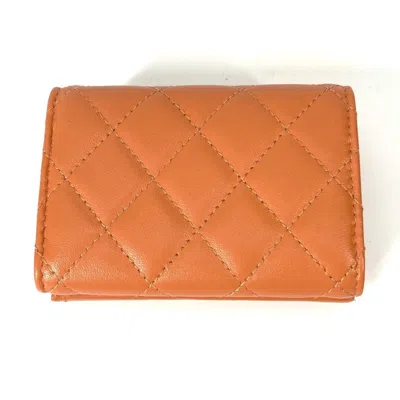 Pre-owned Chanel Orange Leather Wallet (tri-fold) ()