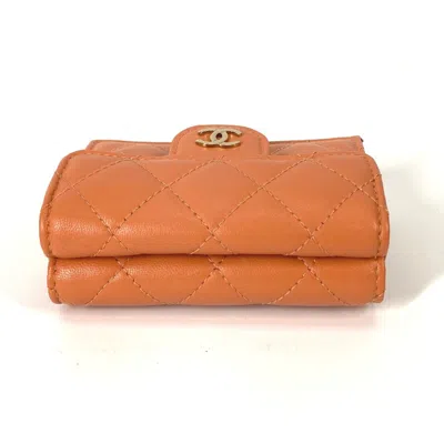 Pre-owned Chanel Orange Leather Wallet (tri-fold) ()