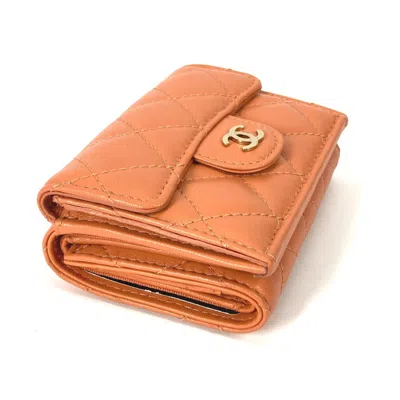 Pre-owned Chanel Orange Leather Wallet (tri-fold) ()