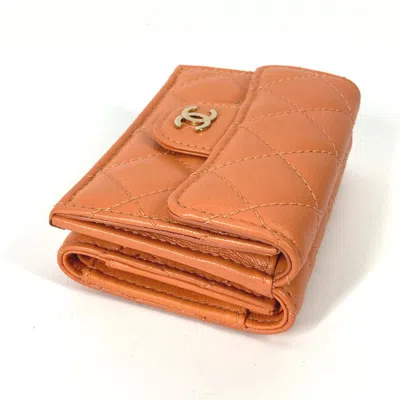 Pre-owned Chanel Orange Leather Wallet (tri-fold) ()