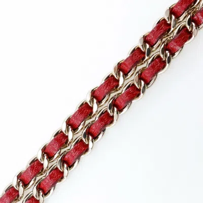 Pre-owned Chanel Red Color Leather Chain/shoulder Wallet ()