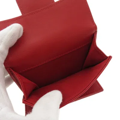 Pre-owned Chanel Red Color Leather Wallet (bi-fold) ()