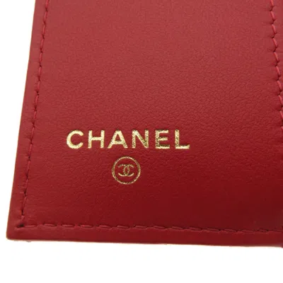 Pre-owned Chanel Red Color Leather Wallet (bi-fold) ()
