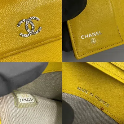 Pre-owned Chanel Yellow Caviar Leather Wallet (bi-fold) ()