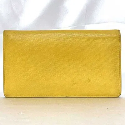 Pre-owned Chanel Yellow Leather Long Wallet (bi-fold) ()
