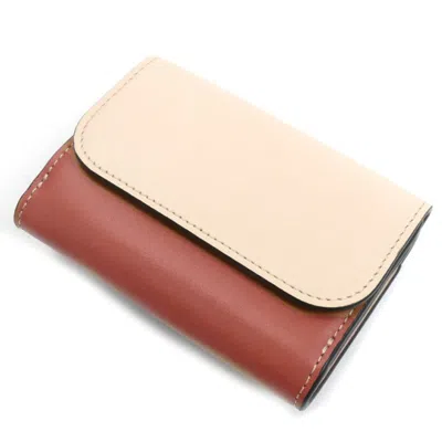 Pre-owned Chloé Beige Brown Leather Wallet (tri-fold) () In Beige, Brown