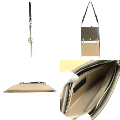 Pre-owned Chloé Beige Gray Leather Clutch Bag Shoulder Bag () In Beige, Gray
