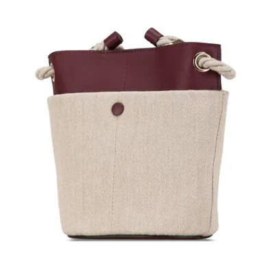 Pre-owned Chloé Beige Wine Linen Leather Shoulder Bag () In Beige, Wine