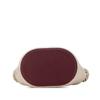 Pre-owned Chloé Beige Wine Linen Leather Shoulder Bag () In Beige, Wine