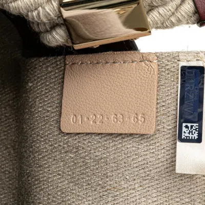 Pre-owned Chloé Beige Wine Linen Leather Shoulder Bag () In Beige, Wine