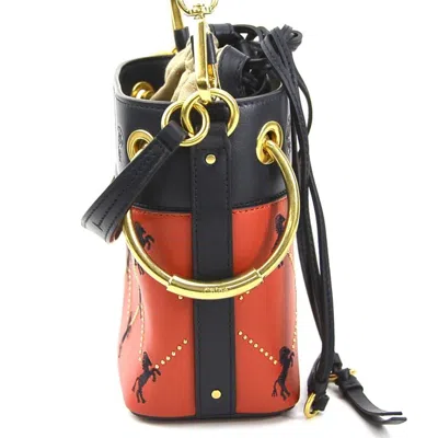 Pre-owned Chloé Navy Red Color Leather Shoulder Bag () In Navy, Red Color