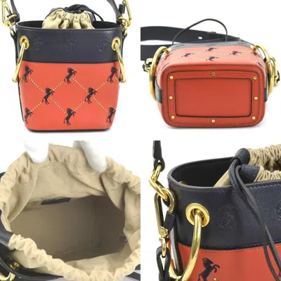 Pre-owned Chloé Navy Red Color Leather Shoulder Bag () In Navy, Red Color