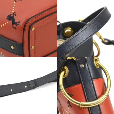 Pre-owned Chloé Navy Red Color Leather Shoulder Bag () In Navy, Red Color