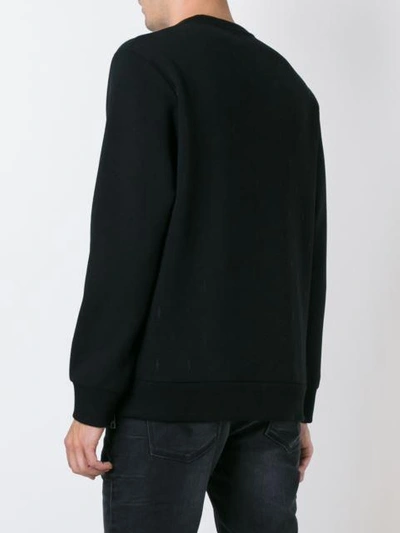 Shop Neil Barrett Embroidered Lightning Bolt Sweatshirt - Black