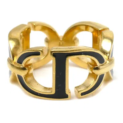 Pre-owned Dior Christian  Black Gold Lacquer Metal Band Ring () In Black, Gold