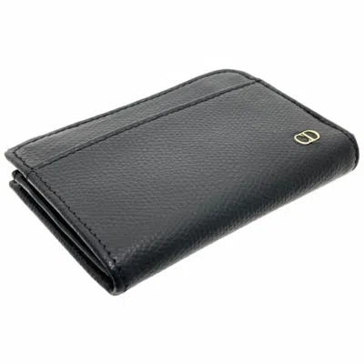 Pre-owned Dior Christian  Black Leather Coin Purse/coin Case ()