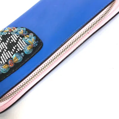 Pre-owned Dior Christian  Blue Leather Long Wallet (bi-fold) ()