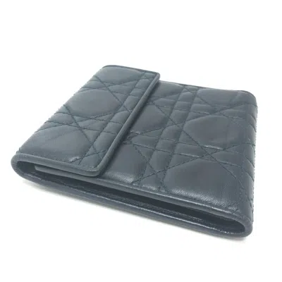 Pre-owned Dior Christian  Cannage/lady  Navy Leather Coin Purse/coin Case ()